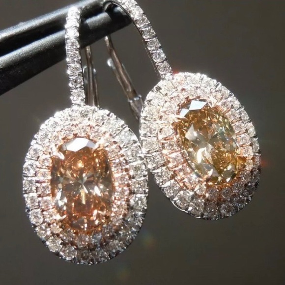 Jewelry - ¥ NEW 18K Rose Gold Oval Morganite Halo Earrings